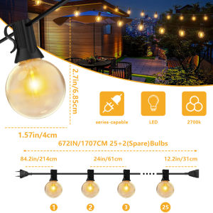 32.3M LED G40 Ball String Lights Waterproof Outdoor Garden Garland String Lights Terrace Garden Pub Christmas Party Decoration