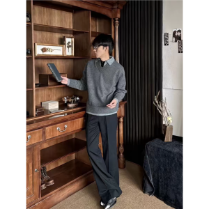 Áo Len Cổ Chữ V Phong Cách Mỹ Cổ Điển Cho Nam Mùa Thu Đông Cổ Lật Phong Cách Cổ Điển Áo Khoác Ngoài Thường Ngày