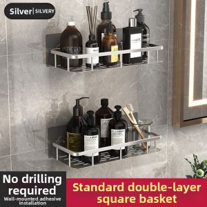 Wall-Mounted Screw-Free Corner Bathroom Storage Rack