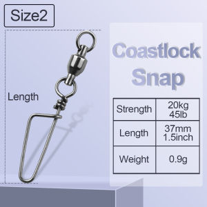 FishTrip 20Pcs Fishing Snap Clip Swivels Saltwater Connector Stainless Steel Corrosion Resistant Black Nickel Coating