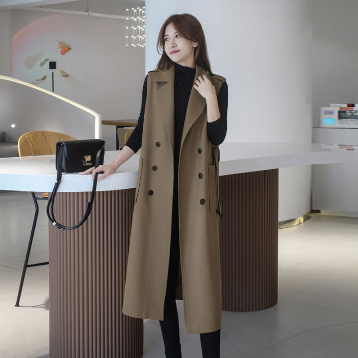 Trench coat Vest Women 2023 New Autumn Mid-Length Loose Suit