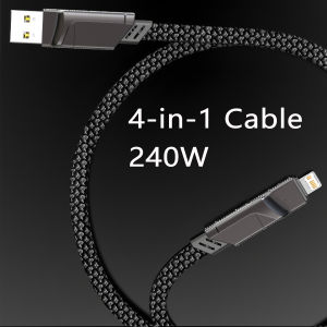 PD 4 in 1 Mecha Fast Charging Data Cable Cord For iPhone 15 Samsung Xiaomi USB Type C Multi Port Quick Charge Wire Line