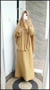 Gamis Wanita Nadia Syari Wolfis Set Free Niqob Basic | Set Syari Basic Muslimah Wolfis Exclusive