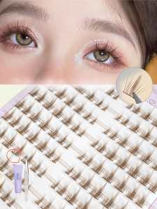 Caramel Colored Fake Eyelashes Single Cluster Segmented Sunflower Large Capacity Brown Cartoon Eyes Easy to Use Natural Curling