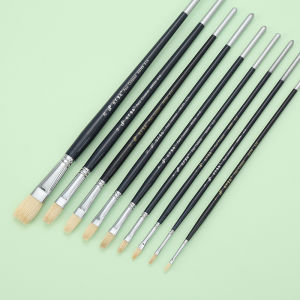White bristle hard hair Pingfeng oil brush suitable for gouache acrylic oil painting art brush tools painting art supplies