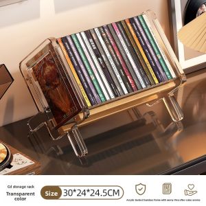 CHUJUN | Black Acrylic CD Storage Rack for Discs Vinyl Records Tapes DVDs and CDs