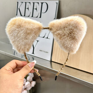 หมวกผ้าคลุมผมสัตว์ป่าสุดน่ารัก ขนกระต่ายแท้ หูแมว หมวกผ้าคลุมผมสำหรับผู้หญิง หมวกผ้าคลุมผมแบบสวมหัว หมวกผ้าคลุมผมสุดเก๋