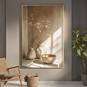 BILIBILI | Art Deco Retro Floral Vase Canvas Wall Art Print Frameless Modern Abstract Flower Poster for Home Decor Aesthetic Room Deco