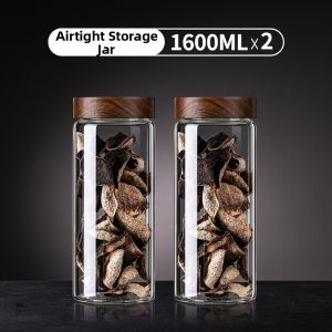 Wood Lid Glass Borosilicate Heat-Resistant Sealed Airtight Storage Jar