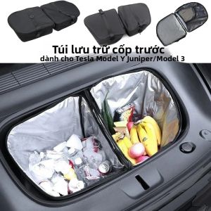 Túi Đựng Đồ Phía Trước Xe Chống Thấm Nước Cách Nhiệt Dành Cho Tesla Model Y/3 Chất Liệu Vải Juniper Hộp Đựng Đồ Di Động Phụ Kiện Xe Hơi