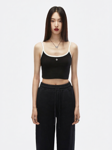 SMFK | Vintage Black and White Contrast Sporty Leisure Womens Spaghetti Strap