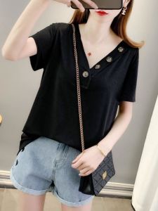 เสื้อยืดคอกลมแขนสั้นหลวมๆ สำหรับผู้หญิงไซส์ใหญ่ ทรงเข้ารูป ทรงหลวม ใส่สบาย เหมาะกับฤดูร้อน สไตล์ลำลอง ผ้าฝ้าย แฟชั่น