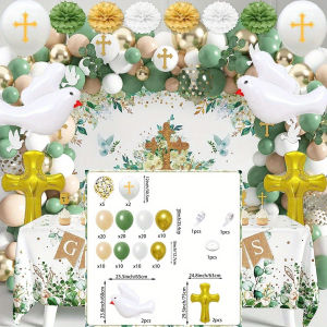 124 Pcs The First Balloon Set with A Communion Theme Suitable for Baptism Parties Birthday Anniversaries Spring and Summer