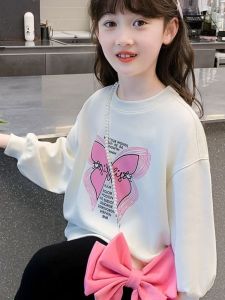 เสื้อฮู้ดผ้าฝ้ายผสมสำหรับเด็กผู้หญิง ฤดูใบไม้ผลิและฤดูใบไม้ร่วง เสื้อผ้าเด็กแฟชั่นลำลอง เสื้อผ้าเด็กผู้หญิงที่เป็นที่นิยมในโซเชียลมีเดีย