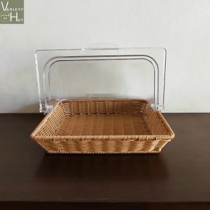 Variety Hut ถาดเบเกอรี่ ตะกร้าเบเกอรี่ มีฝา ตะกร้าหวายเทียมสีน้ำตาล เหมาะกับร้านเบเกอรี่ คาเฟ่ ร้านอาหารและโรงแรม