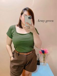 Plus size Basic Square Neck Double Lining top Large -2XL