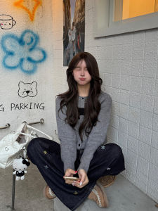 R1DGE เสื้อคาร์ดิแกนถักลายหมาหมูแฮมสไตล์อเมริกัน สำหรับผู้ชายและผู้หญิง ฤดูใบไม้ผลิและฤดูใบไม้ร่วง แฟชั่นลำลอง อบอุ่น