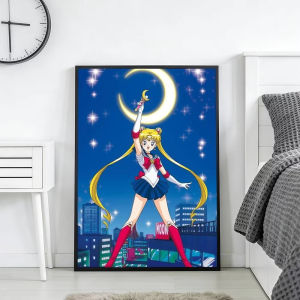Bandai | 5D DIY Diamond Painting Kit Sailor Moon Retro Cute Art Full Drill Rhinestone Mosaic Wall Decor Craft Kit Home Gift Frameless