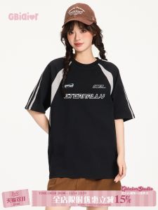 เสื้อยืดคอกลมแขนสั้นพิมพ์ลายตัวอักษรสไตล์อเมริกันสำหรับผู้ชายและผู้หญิง Gbiaior Pure Cotton Oversize Spring Summer เสื้อตัวบนแบบมีฮู้ด