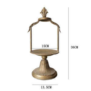 Rustic French Style Wrought Iron Candle Stand Decorative Tray Jewelry Display Home Decor