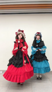 daidai (Ready Stock) Women Hanfu Lolita Maid Red Dress Cosplay Costume