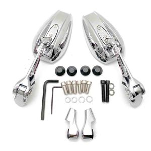 AOS4 Universal Chrome Motorcycle Side Rearview Mirror HD Blue Purple Mirror Modify Wide Angle Adjustable Reflector Anti-stun Raysave Rearviews  for Yamaha Honda suzuki Kawasaki