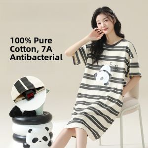 Miiow | Pure Cotton Summer Sleepwear Womens Dress Short Sleeve Antibacterial Casual Home Wear Youth Sweet Style Floral Pattern