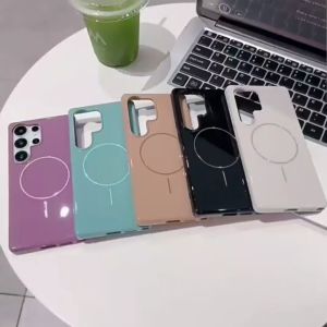 Soft Case Casing Luxury Magnetic Glossy For Samsung Galaxy S25 S24 S23 S22 Ultra Plus FE A56 A55 A36 A16 5G 4G Case Magnetik Glossy Wireless Charger AF-256
