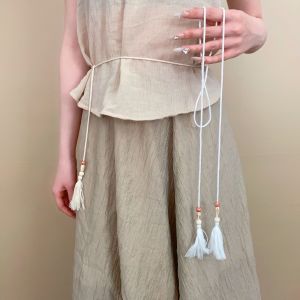 JIFANPAUL | White Knit Decorative Waist Accessory