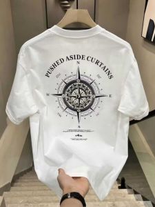 2024 New Arrival Short Sleeve T-Shirt Men Summer Pure Cotton Half-Sleeved Casual High-End All-Match Trendy Breathable Tops Ins Fashion