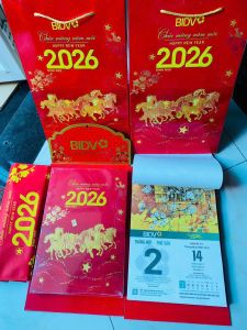 Lịch Tết Ngân Hàng Bloc siêu đại BIDV kích thước 26x38cm