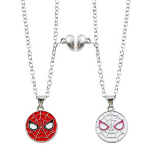 1 pair Marvel Spider-Man Gwen pendant necklaces alloy enamel pendants with heart-shaped magnetic attachments