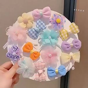 Ketukangan Set Klip Rambut Busur Kanak-Kanak Gadis Comel Sepit Rambut Bayi Selebriti Internet Aksesori Rambut Bunga Jalinan Klip Duckbill