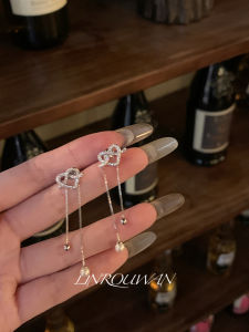 Sparkling Zircon Heart Pearl Tassel Earrings: A Stylish Alloy Ear Accessory