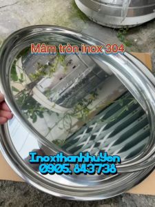 [Ưu đãi có quà 304] Mâm tròn cạn inox 304 cao cấp bóng sáng Hàn Quốc size 50&55cm nông 4cm