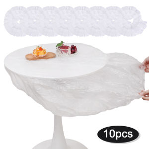 ผ้าคลุมโต๊ะกันน้ำมันกันน้ำ10ชิ้นผ้าปูโต๊ะแบบใช้แล้วทิ้งยืดหยุ่นใสสำหรับอุปกรณ์รับประทานอาหารในครัว
