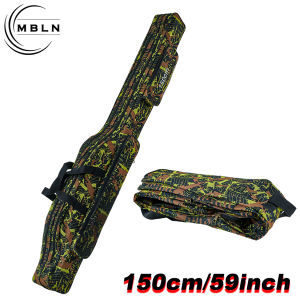 1pc 150cm Foldable Fishing Rod BagGreen Camo2-Layer Storage with 2 Side PocketsDurable ZippersBackpack/Shoulder/Hand Carry
