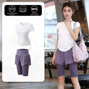 BAISILING | Breathable Slimming Workout Clothes Short Sleeve Yoga Set
