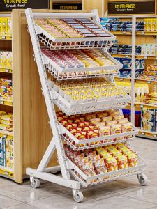 Multifunctional Kitchen Storage Rack Mobile Vegetable Fruit Basket Snack Storage Cart Shelf Carbon Steel Simple Modern Style