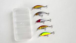 5pcs 4.5cm/5g Plastic Trolling Fishing Bait Lure SwimBait Lure 3D Eyes Hard Sinking Minnow Lure With 2 Treble Hook