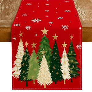 VIKAMA Red-Bottom Snowflake Christmas Tree Table Runner Christmas Dinner Table Decorations Holiday Living Room Accessories