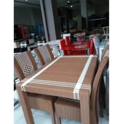 (Ready Stok) Kursi makan rotan sintetis + kaca acrilic meja makan tempat makan