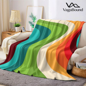 BILIBILI | Retro Rainbow Wave Flannel Blanket Warm Soft Halloween Christmas Decorative Couch Warm Cozy All-Season Gift