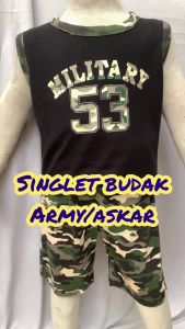 SINGLET ARMY BUDAKSIZE 1-3 TAHUN SET BAJU BUDAK BOYS SINGLET SETS 100% COTTON BAJU BUDAK LELAKI SELUAR BUDAK