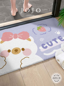 Adorable Water Absorbent Non-Slip Door Mat Bedroom Entrance Carpet Rectangular Polyester Fiber Animal Pattern Machine Washable