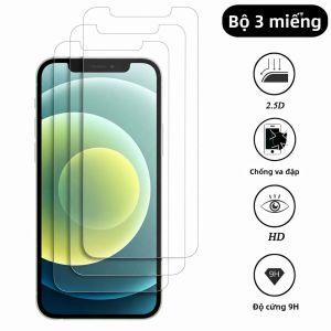 Bộ 3 Miếng Dán Bảo Vệ Màn Hình Kính Cường Lực HD Crystal Cho iPhone 17/13/14/15 Pro Max/12 Mini 9H Chống Trầy Xước Tương Thích Với Ốp Lưng