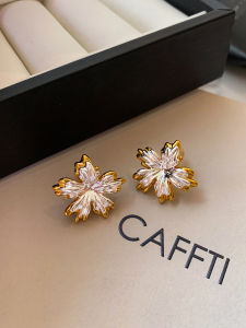 CAFFTI | Silver Golden Unique Floral Earrings