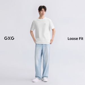 GXG | Round Neck Knit Short Sleeve Texture T-Shirt