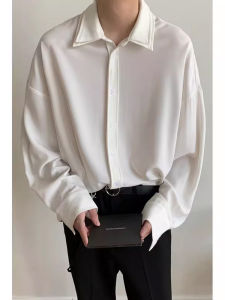 Ice Silk White Long Sleeves Shirt Mens Summer Thin Sun-Proof Coat Korean Style Idle Style Drape Non-Ironing Anti-Wrinkle Shirt
