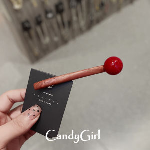 Red Beads Wooden Hairpins Womens New Style High-End Sensation Traditional Chinese Style Hair Clips for Half-Up Hairstyles